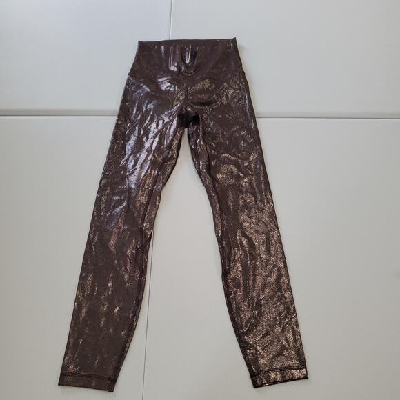 Lululemon Leggings Align High Rise 25" Womens 4 Brown Espresso Shine Workout - Picture 1 of 8